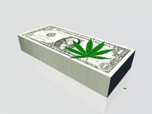 pot leaf on money